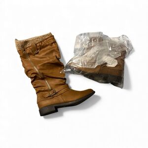 New Wide Calf Brown Knee-High Boots with Buckle 10
